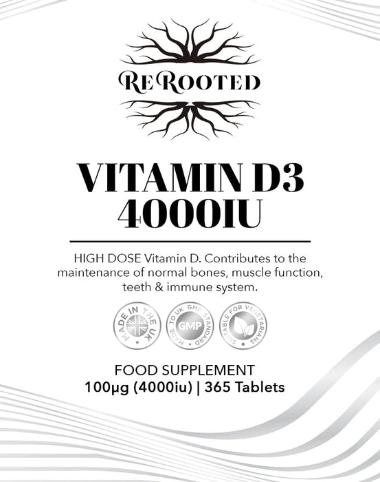 Vitamin D3 4000iu - 365 Vegan Tablets - ReRooted