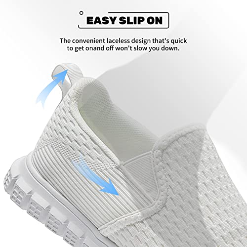 Oltyutc Men's Trainers Sports Gym Running Shoes Breathable Loafers Sneaker Casual Athletic Tennis Shoes White Size 5.5