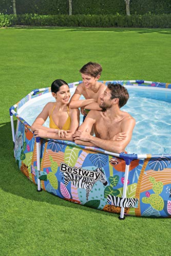 BESTWAY SAFARI SWIMMING POOL 305 cm 10FT Garden Round Frame Above Ground Pool Steel Pro