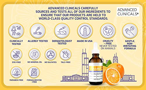 Advanced Clinicals Advanced Clinicals Vitamin C Anti-Aging Serum For Dark Spots, Uneven Skin Tone, Crows Feet And Expression Lines. 1.75 Fl Oz.