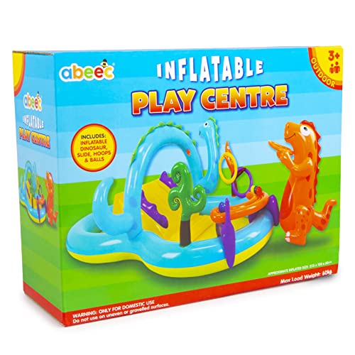 abeec Inflatable Play Centre - Outdoor Toys - Paddling Pool For Kids With Slide - Paddling Pool For Toddlers - Includes Pool Inflatable Dinosaur, Inflatable Water Slide & Inflatable Ring Toss Games