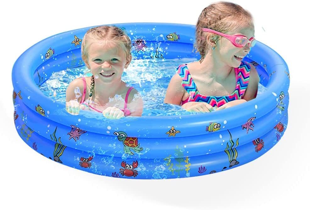 Paddling Pool for Kids, Inflatable Pool Swimming Pool for Kids Backyard Home Garden Summer Kids Paddling Pool Safety Non-Slip Outdoor Bathing Pool (100cm） (G80)