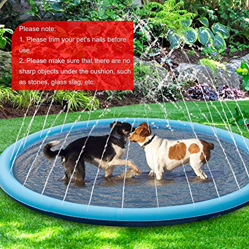 Dog Pool,Paddling Pool for Pets,67" Foldable Thickened Sprinkle Splash Water Play Mat,Kids Pet Summer Water Toys Spray Pad Wading Pool