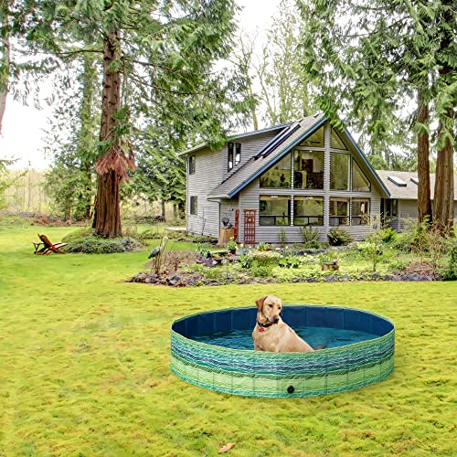 Navaris Dog Pool with Print - 160 cm Paddling Pool for Dogs - Extra Large XL Pet Swimming Pool to Fill with Water in Hot Weather - Includes Cover