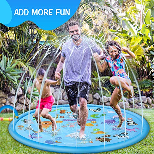 Chnaivy Sprinkler for Kids, 68'' Splash Pad Wading Pool for Babies Learning, Summer Outdoor Water Toys Play Mat for 1-12 Year Old Toddlers Boys Girls