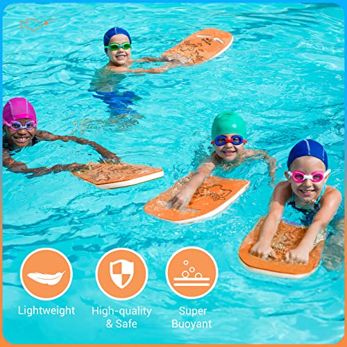 HeySplash Swim Kickboard for Kids, Swimming Training Kickboard, Cute Pattern Swim Training Aid for Children, Pool Exercise Equipments for Beginning Swimmers Safety Swim Board Auxiliary - Orange