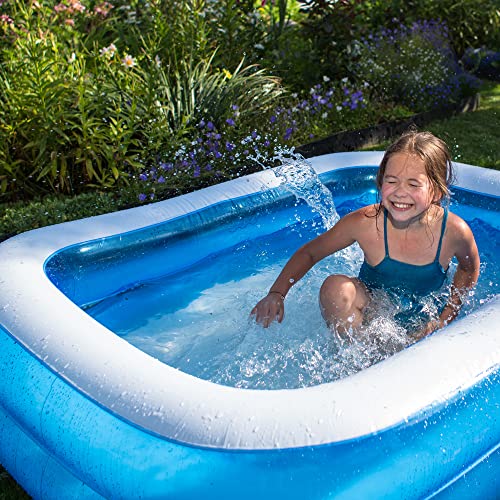 Supply Cube 2.6M Inflatable Paddling Pool | Swimming Pool Garden Games with Self-Adhesive Repair Patch | Rectangular Paddling Pool for Adults & Kids | Paddling Pool for Toddlers