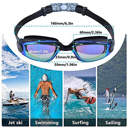 Swimming Goggles for Men Women Adults - Anti Fog Swim Goggles with Uv Protection, Clear Vision, No Leaking Silicone Cushion