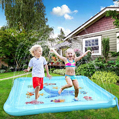 Epoch Air Splash Water Play Mat, Kids Toys Inflatable Sprinkler Pad Outdoor Garden Water Games Boys Girls Toddlers Gifts Wading Pool for Pets Dogs Cats Children 3 4 5 6 7 8 Years Old 170 * 170CM