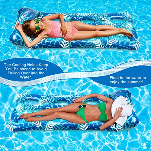 CAMULAND 70 Inches X 30 Inches Inflatable Lounge Pool with Headrest, Floating Pool Lounge Chair for Men and Women