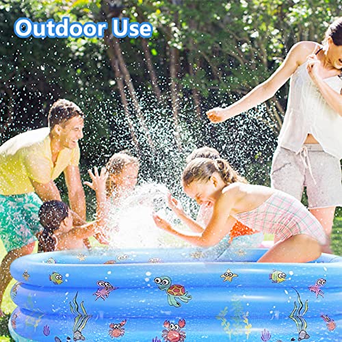 WAIZHIUA 100x40cm Paddling Pools for Kids 3 Ring Inflatable Baby Swimming Pool with Inflatable Safety Floor for Toddlers Children Family Outdoor Garden Backyard Water Game