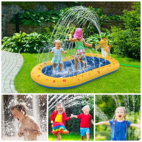 AOLUXLM Game Pool for Kids Indoor, Water Toys Paddling Pool Sprinkler Wading Pool, Splash Pad Sprinkler Infant Swimming Pool for Garden Backyard Fountain Play Water Mat for 3 4 5 6 7+ Kids Boys Girls