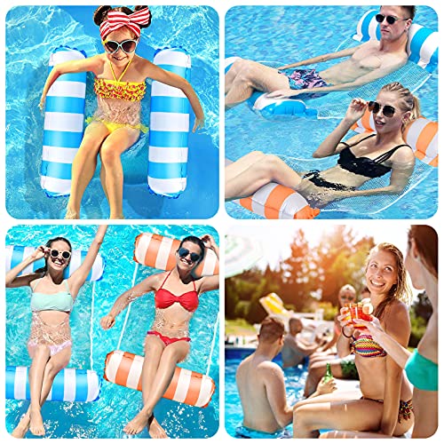 4-in-1 Water Swimming Pool Floats Hammock, Inflatable Pool Float Lounger Adult Size, Swimming Floaties Water Hammock Lounger, Saddle, Pool Chair Float, Drifter with Air Pump, 2 pack