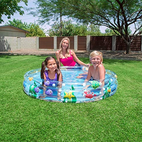 Bestway BW51004-21 BW51004-20 Inflatable Play Pool, Deep Dive 3-Ring sea theme for kids