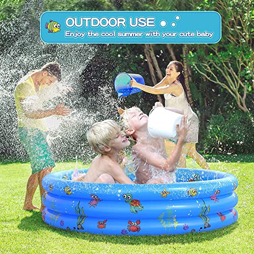 Paddling Pool for Kids, Inflatable Pool Swimming Pool for Kids Backyard Home Garden Summer Kids Paddling Pool Safety Non-Slip Outdoor Bathing Pool (100cm） (G80)