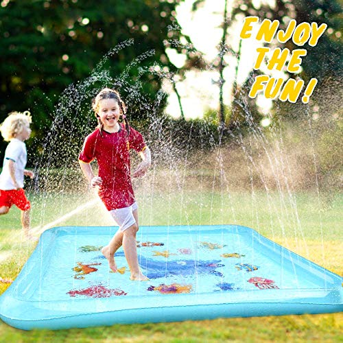 Epoch Air Splash Water Play Mat, Kids Toys Inflatable Sprinkler Pad Outdoor Garden Water Games Boys Girls Toddlers Gifts Wading Pool for Pets Dogs Cats Children 3 4 5 6 7 8 Years Old 170 * 170CM