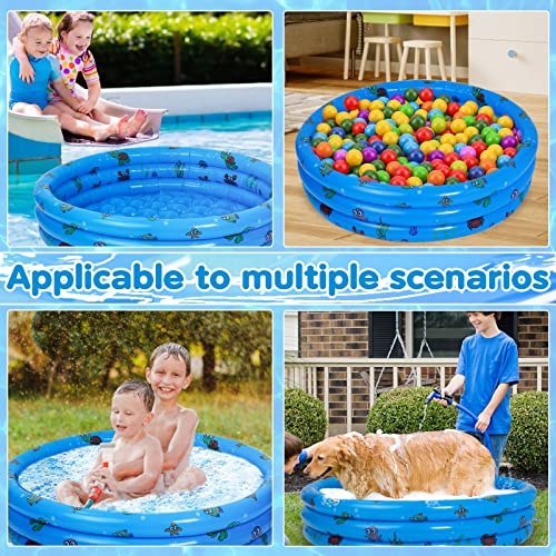 Highttoy Paddling Pool for Kids, 51 Inch Round Inflatable Kiddie Pool Baby Swimming Pool Portable Pump Pool Indoor&Outdoor Toddler Water Play Center Swimming Pool Toys for Kids Boys Girls, Blue