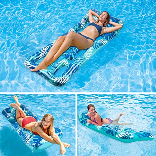 CAMULAND 70 Inches X 30 Inches Inflatable Lounge Pool with Headrest, Floating Pool Lounge Chair for Men and Women