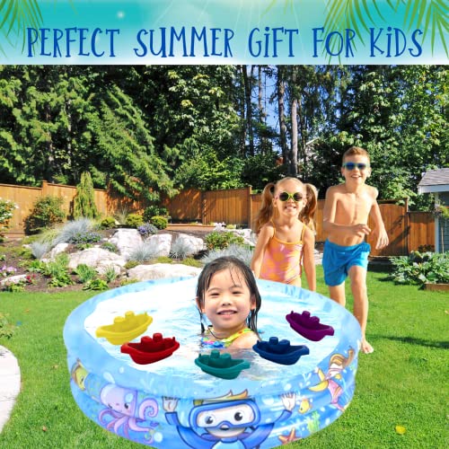 Paddling Pool for Kids - 3 Ring Inflatable Swimming Pool for Kids with 5x Bath Toys and Pump - Small Paddling Pool for Toddlers, Baby Paddling Pool for Garden and Outdoor, Inflatable Ball Pit