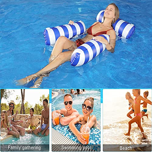 Pool Float Hammock, Lilo Pool Inflatables for Adults Water Hammock Swimming Floating Chair Bed Raft Recliner Float Lounger with Infloator Pump (Light Blue)