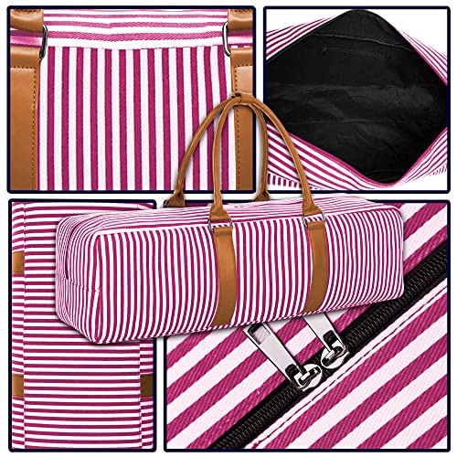 BodyRip Red Yoga Mat with Pink Duffle | 6mm PVC, Non-Slip, Non-Absorbent | Full Zipper, Striped Bag, Leather Handle | For Home Gym, Exercise, Fat Loss, Pilates, Aerobic, Workout, Gymnastics