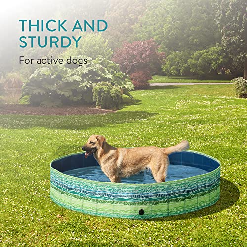 Navaris Dog Pool with Print - 160 cm Paddling Pool for Dogs - Extra Large XL Pet Swimming Pool to Fill with Water in Hot Weather - Includes Cover