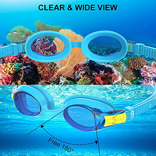 findway Kids Swimming Goggles,2 Pack Swim Goggles Children for Boys Girls with Anti-Fog,Waterproof Clear Lens for 3,4,5,6,7,8,9,10,11,12,13,14 Years Old Kids,Blue and Green