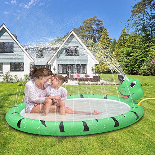 Baby Pool, Frog Pddling Pools with Splash Sprinkler, Inflatable Kids Swimming Pool 67’’X51'' Indoor& Outdoor Water Game Play Center for Boys Girls