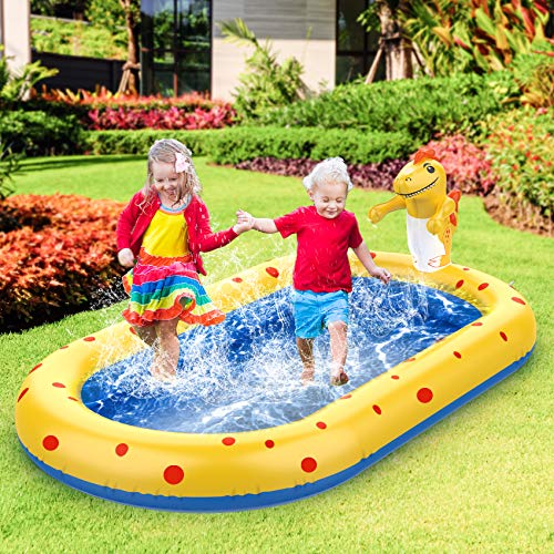 AOLUXLM Game Pool for Kids Indoor, Water Toys Paddling Pool Sprinkler Wading Pool, Splash Pad Sprinkler Infant Swimming Pool for Garden Backyard Fountain Play Water Mat for 3 4 5 6 7+ Kids Boys Girls