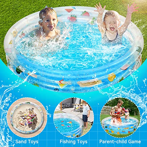 Ucradle Paddling Pools, 2023 Rectangle Inflatable Swimming Pool for Kids Baby Paddling Pool, 130 x 30 cm Deep Dive 3-Ring Fruits theme for Family, Kiddie Water Pool for Kids Indoor Outdoor