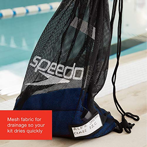 Speedo Equipment Mesh Drawstring Bag 35 Litre, Durable Design, Comfy Straps, For Pool, Beach, Black